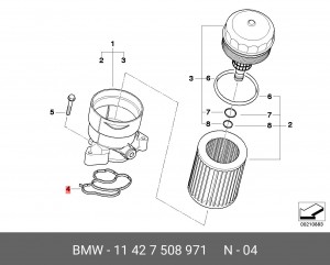 Прокладка корпуса масляного фильтра 11 42 7 508 971 BMW