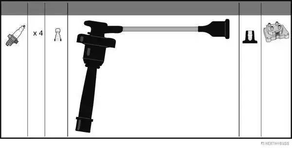 Ккомплект проводов зажигания J5385006 H B JAKOPARTS NIPPARTS