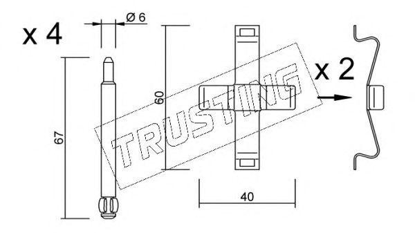 Комплектующие, колодки дискового тормоза KIT083 TRUSTING