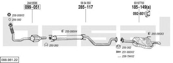 Система выпуска ОГ 08898122 BOSAL