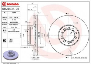 Тормозной диск 09.9492.20 BREMBO