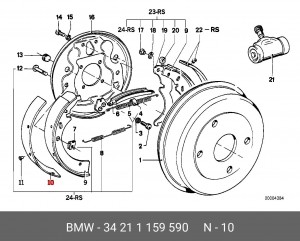 Комплект тормозных башмаков, барабанные тормоза 34 21 1 159 590 BMW