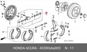 Колесный тормозной цилиндр 43300S6A003 HONDA
