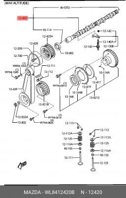 Распредвал WL8412420B MAZDA