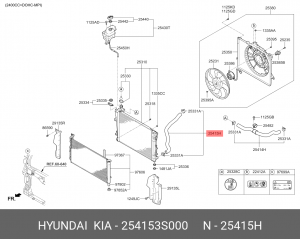 Патрубок системы охлаждения ДВС 254153S000 HYUNDAI KIA