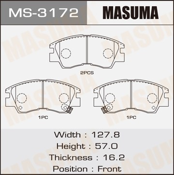 Колодки тормозные дисковые MS3172 MASUMA