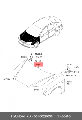 Капот 664002H000 HYUNDAI KIA