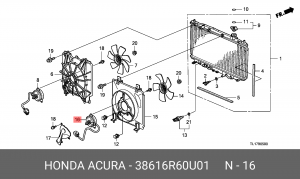 Вентилятор охлаждения радиатора ДВС 38616R60U01 HONDA