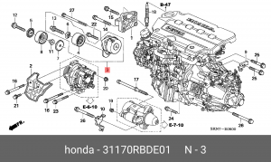 Натяжной ролик, поликлиновой  ремень 31170RBDE01 HONDA