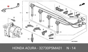 Ккомплект проводов зажигания 32730P5MA01 HONDA