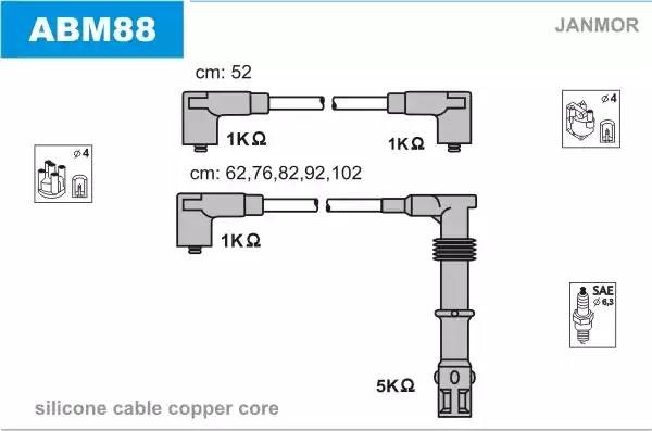 Ккомплект проводов зажигания ABM88 JANMOR