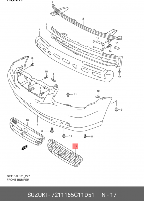 Решетка радиатора 72111-65G11-D51 SUZUKI
