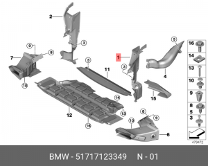 Воздуховод отопителя, кондиционирования салона 51 71 7 123 349 BMW
