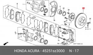 Тормозной диск 45251-SZ3-000 HONDA