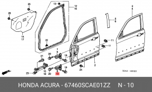 Петля - шарнир открывания двери 67460SCAE01ZZ HONDA