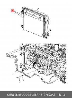 Конденсатор, кондиционер 5137693AB CHRYSLER