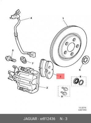 Комплект тормозных колодок, диско XR812436 JAGUAR