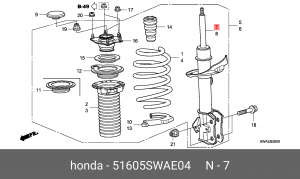 Амортизатор подвески 51605-SWA-E04 HONDA