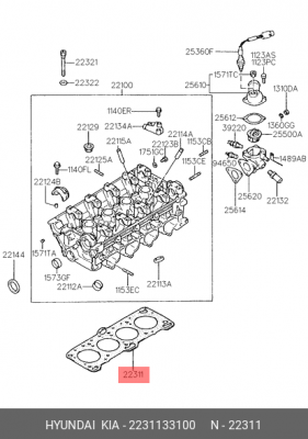 Прокладка, головка цилиндра 2231133100 HYUNDAI KIA