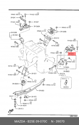 Подушка двигателя B25E-39-070C MAZDA