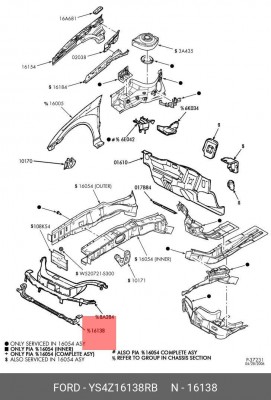 Панель крепления радиатора YS4Z-16138-RB FORD