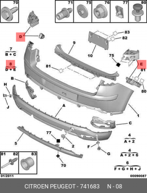 Крепление бампера 7416 83 CITROEN PEUGEOT
