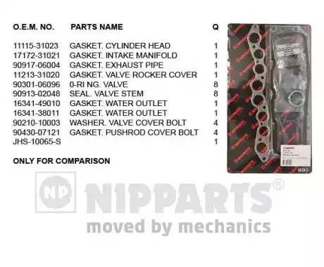 Комплект прокладок, головка цилиндра J1242081 H B JAKOPARTS NIPPARTS