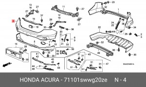 Накладка бампера 71101SWWG20ZE HONDA