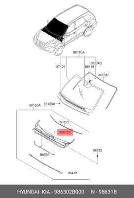 Форсунка стеклоомывателя 986302B000 HYUNDAI KIA