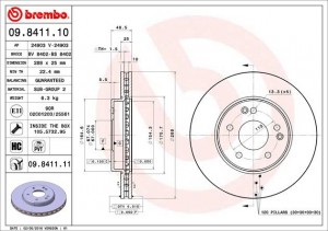 Тормозной диск 09.8411.10 BREMBO