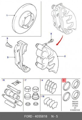 Ремкомплект, тормозной суппорт 4 055 818 FORD