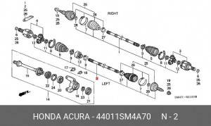 Шарнирный комплект, приводной вал 44011SM4A70 HONDA