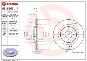 Тормозной диск 09.8903.14 BREMBO