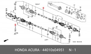 Шарнирный комплект, приводной вал 44010S04951 HONDA