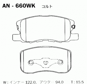 Колодки тормозные дисковые AN660WK AKEBONO