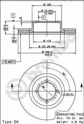 Тормозной диск 09573510 BREMBO