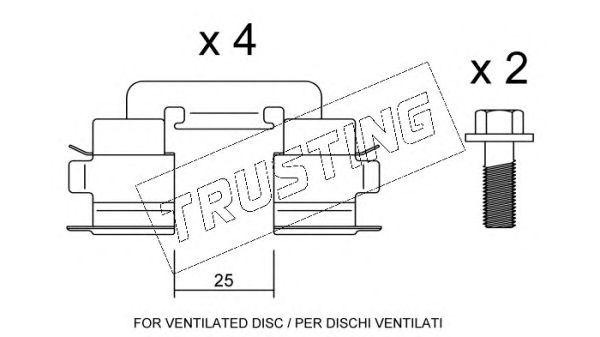 Комплектующие, колодки дискового тормоза KIT025 TRUSTING