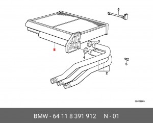 Теплообменник, отопление салона 64 11 8 391 912 BMW