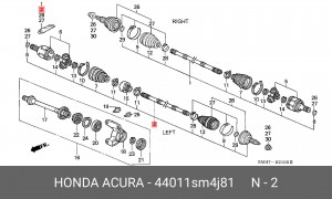 Шарнирный комплект, приводной вал 44011SM4J81 HONDA