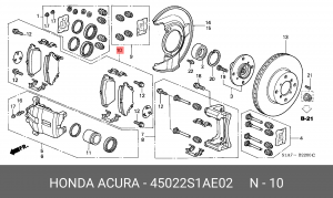 Комплект тормозных колодок, диско 45022S1AE02 HONDA