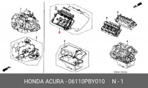Комплект прокладок, головка цилиндра 06110PBY010 HONDA