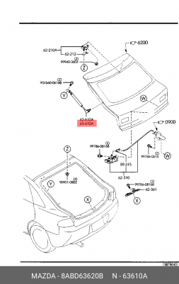 Упругий элемент, крышка багажника / помещения для груза 8ABD63620B MAZDA
