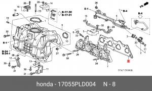 Прокладка, впускной коллектор 17055-PLD-004 HONDA