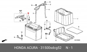Батарея аккумуляторная 31500SDCG52 HONDA