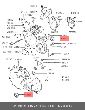Уплотняющее кольцо, дифференциал 4311928000 HYUNDAI KIA