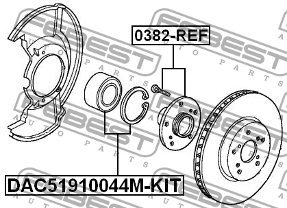 Подшипник ступицы колеса со ступицей (комплект) DAC51910044M-KIT FEBEST