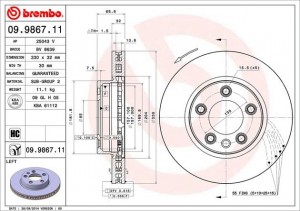 Тормозной диск 09.9867.11 BREMBO