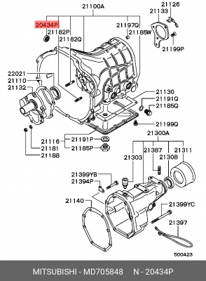 Уплотняющее кольцо, ступенчатая коробка передач MD705848 MITSUBISHI