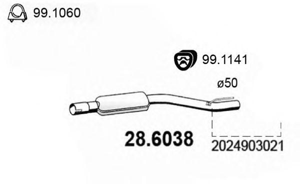 Средний глушитель выхлопных газов 286038 ASSO