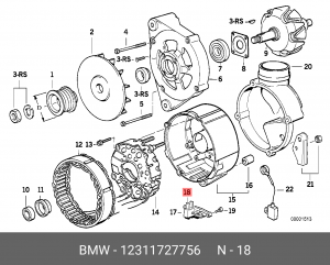 Угольная щетка, генератор 12 31 1 727 756 BMW